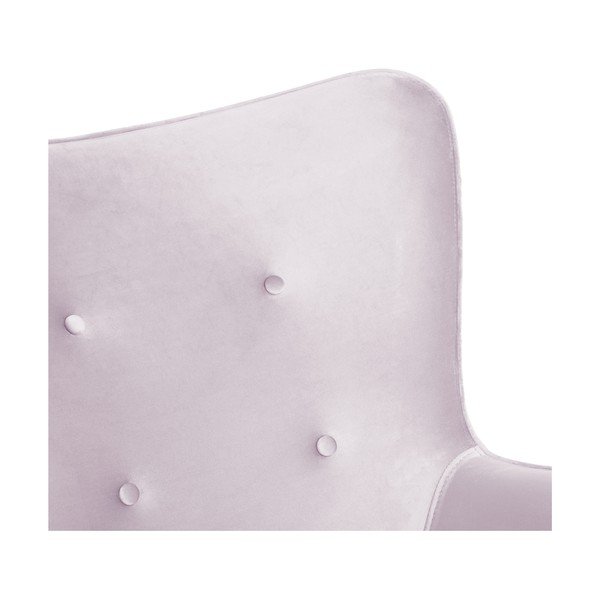 Levandulově fialové křeslo a podnožka s podnoží v přírodní barvě Vivonita Cora Velvet-image-4