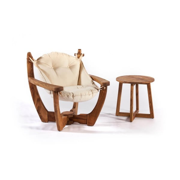Градинско кресло от масивно дърво в кремаво-естествен цвят Relax – Floriane Garden