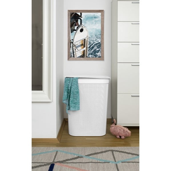 Бял пластмасов кош за пране 50 л Brisen - Rotho-image-1