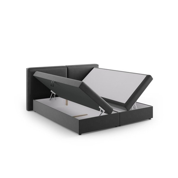 Тъмносиво боксспринг легло с място за съхранение 180x200 cm Arendal – Cosmopolitan Design-image-3