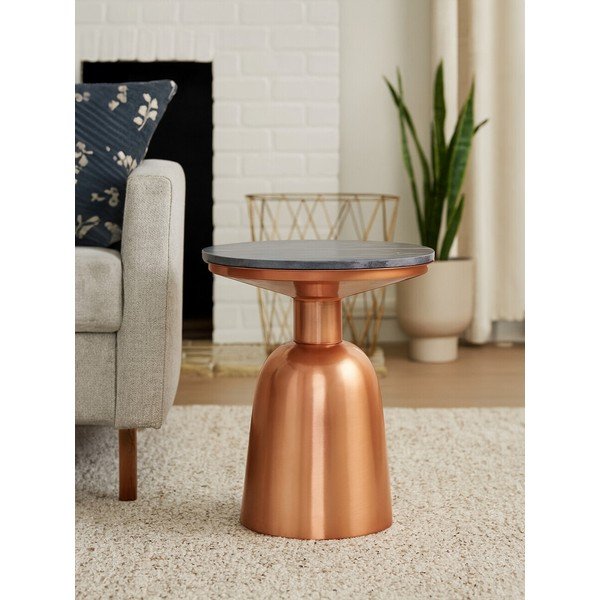 Кръгла странична масичка с мраморна плоча ø 48 cm Amira – Premier Housewares-image-1