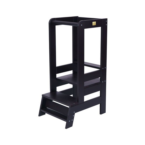 Черна учебна кула от масивен бор Montessori – Meowbaby