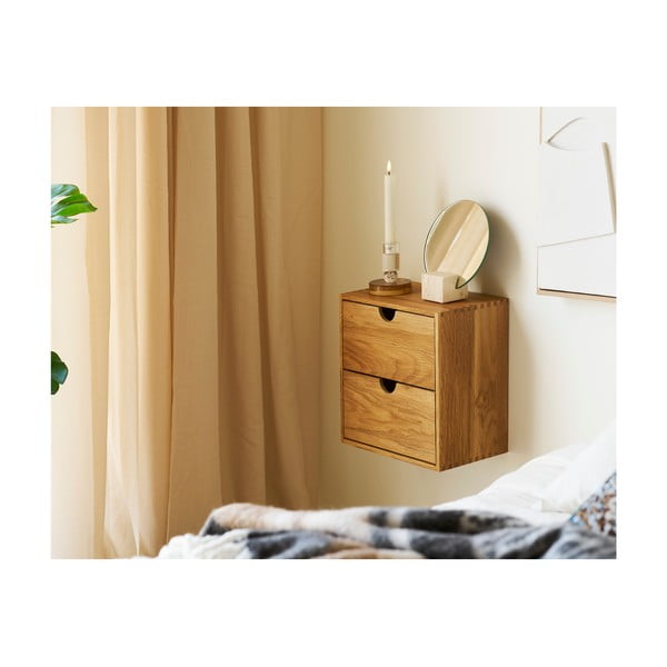 На няколко нива стенен рафт от масивен дъб в естествен цвят 18 cm Townsville – House Nordic-image-4