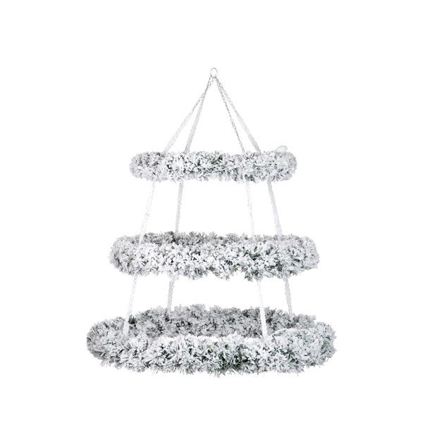 Бяла висяща коледна украса Wreath - J-Line