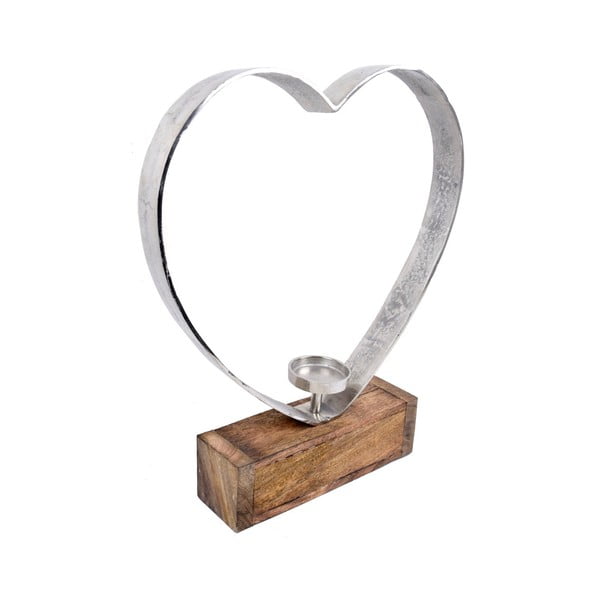 Декоративен свещник във формата на сърце с дървена основа Ego decor, височина 59 см - Ego Dekor