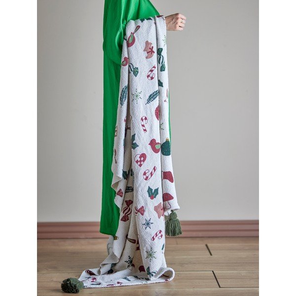 Бяло одеяло с коледен мотив 130x160 cm Yule – Bloomingville-image-1