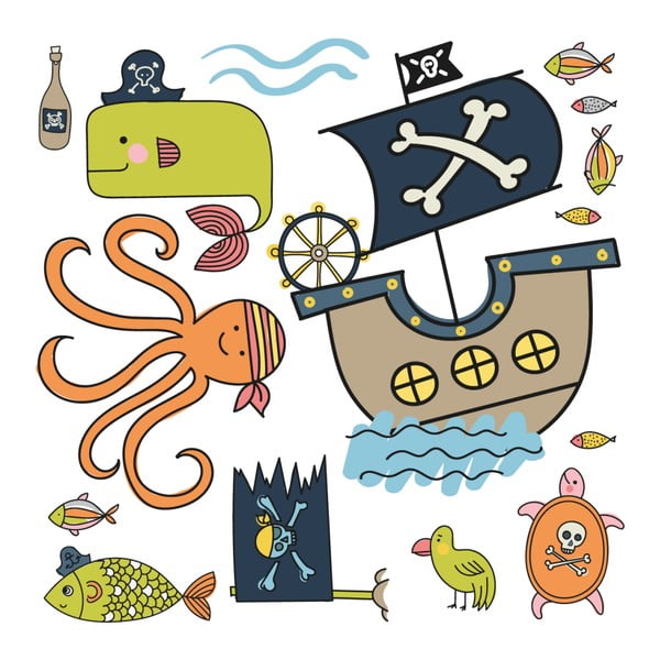 Детски стикери за стена Пирати и кораб с октопод - Ambiance