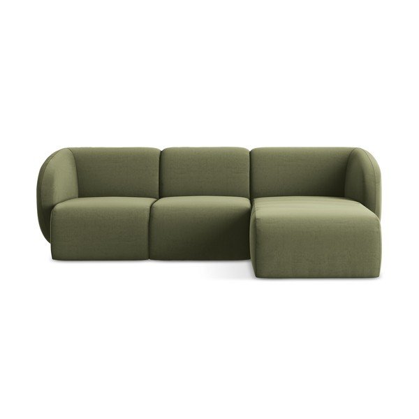 Зелен кадифен ъглов диван (десен ъгъл) Lani – Makamii