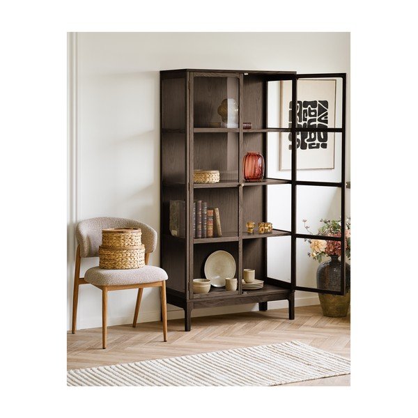 Тъмнокафява витрина от декор от дъб  90x180x40 cm Zamora – House Nordic-image-1