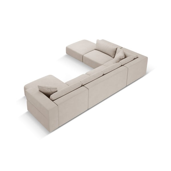Бежов ъглов U-образен диван, ляв ъгъл Esther – Milo Casa-image-3