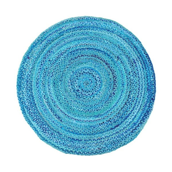 Син памучен кръгъл килим Garida, ⌀ 120 cm - Eko Halı
