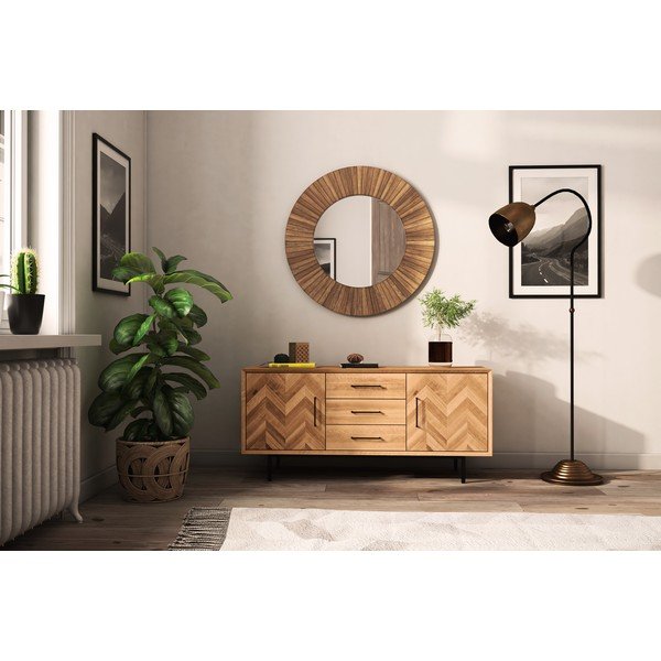 Нисък скрин от дъбова дървесина в естествен цвят 144x65 cm Abies - The Beds-image-4