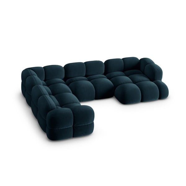 Тъмносин кадифен ъглов диван (ляв ъгъл/U форма) Loretto – Cosmopolitan Design-image-2