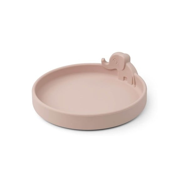 Розова силиконова бебешка чиния ø 16 cm Elphee - Done by Deer