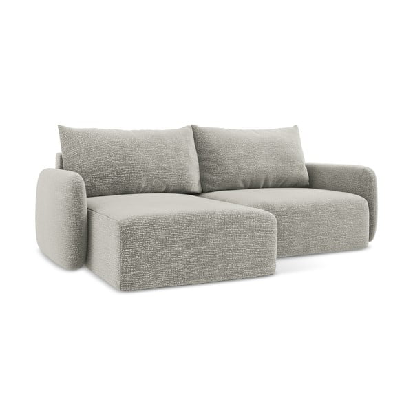 Светлосив разтегателен ъглов диван с място за съхранение (ляв ъгъл) Kalena – Makamii-image-1