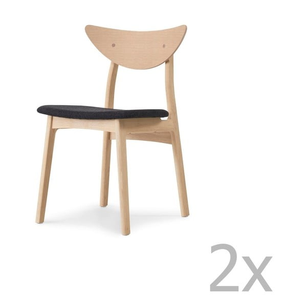 Комплект от 2 масивни дъбови трапезни стола с черна седалка WOOD AND VISION Chief Maestro - Wood and Vision