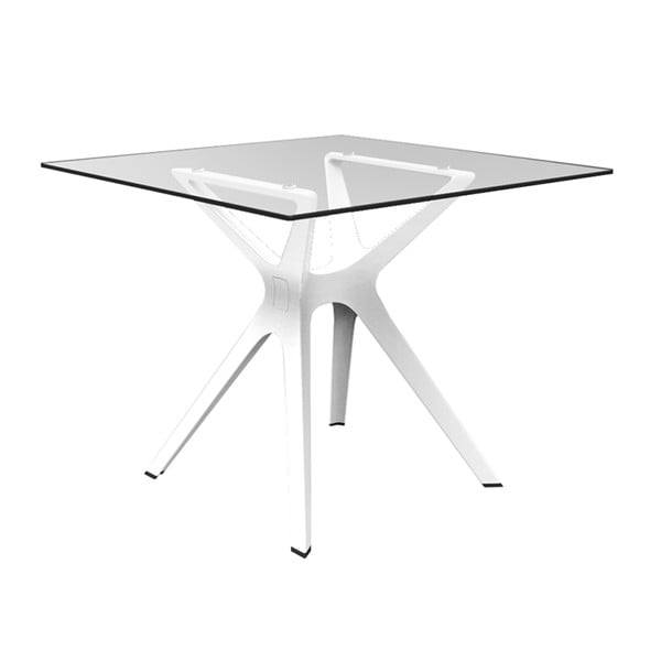 Бяла маса за хранене със стъклен плот, подходяща за открито Vela, 90 x 90 cm - Resol