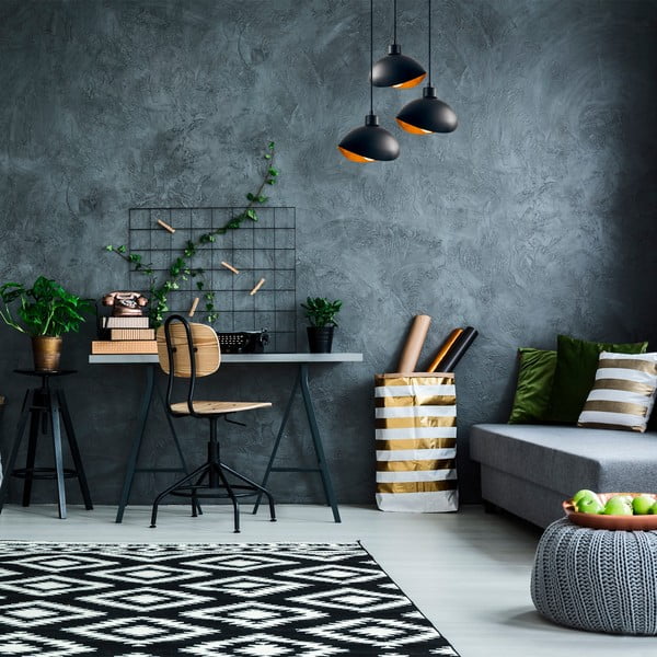 Черно висящо осветително тяло с метален абажур ø 50 cm Sivani – Opviq lights-image-1