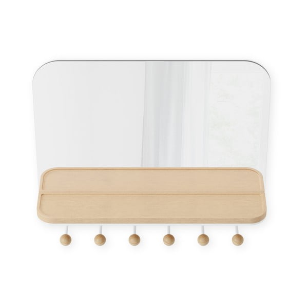 Бяла стенна закачалка от букова дървесина с рафт Estique - Umbra-image-4