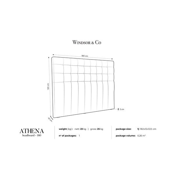 Тъмно сива табла с кадифено покритие Дивани Windsor & Co Athena, 180 x 120 cm - Cosmopolitan Design-image-4