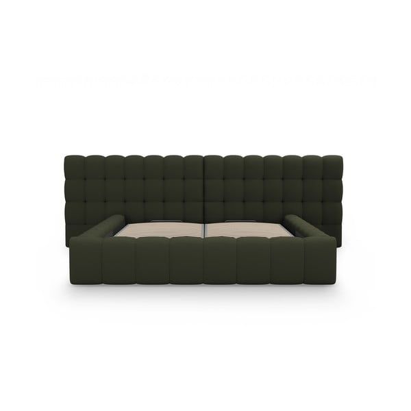 Зелено тапицирано двойно легло с място за съхранение с включена подматрачна рамка 180x200 cm Mamaia – Micadoni Home-image-4