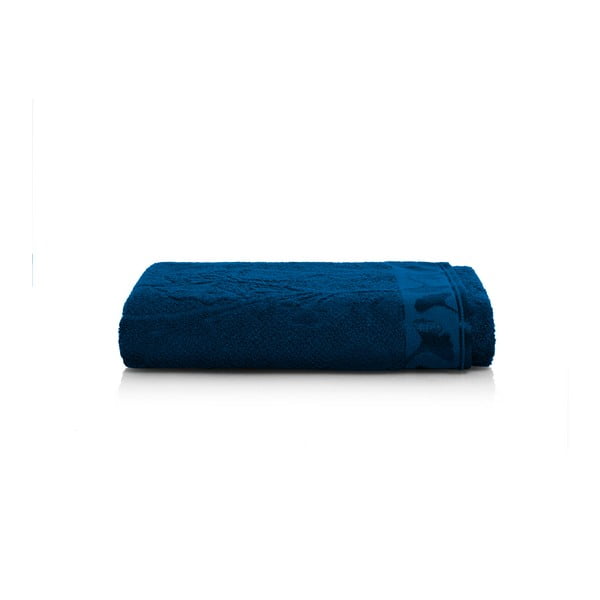 Tmavě modrá osuška z bambusových vláken Maison Carezza Italia, 70 x 140 cm