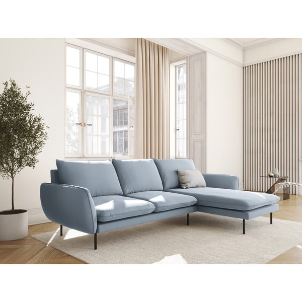 Ъглов диван от светлосиньо кадифе (десен ъгъл) Vienna - Cosmopolitan Design-image-1