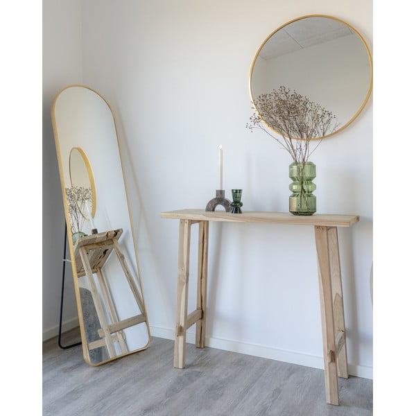 Конзолна маса от тиково дърво в естествен цвят 30x90 cm Girona - House Nordic-image-1