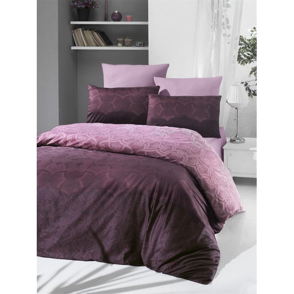 Лилаво памучно спално бельо от сатен за едно легло Victoria , 135 x 200 cm Pandora - Mijolnir