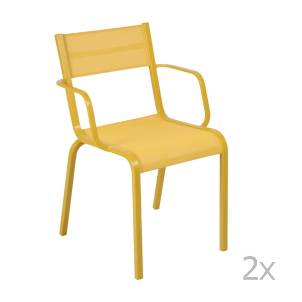 Комплект от 2 градински стола от жълт метал Oléron Arms - Fermob