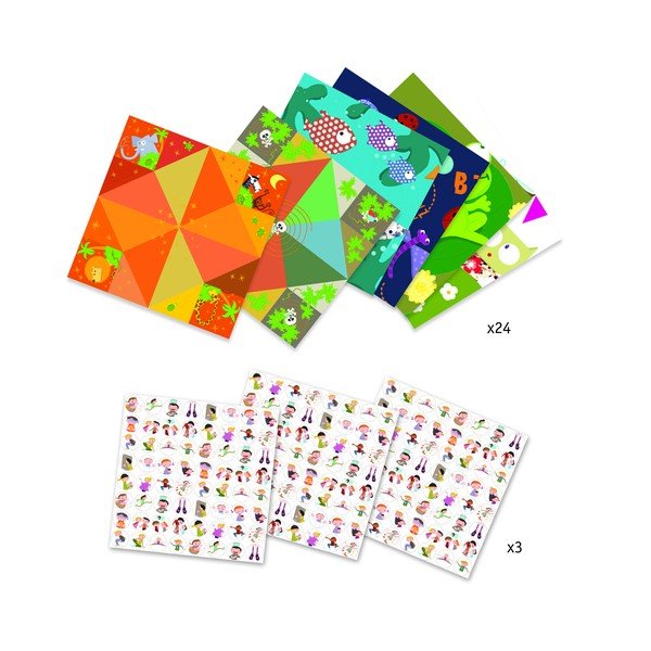 Комплект от 8 хартии за оригами със стикери Fortune - Djeco-image-2