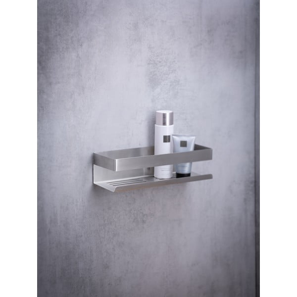 Сребърен самоносещ рафт за баня от неръждаема стомана в матово сребристо Genova - Wenko-image-3