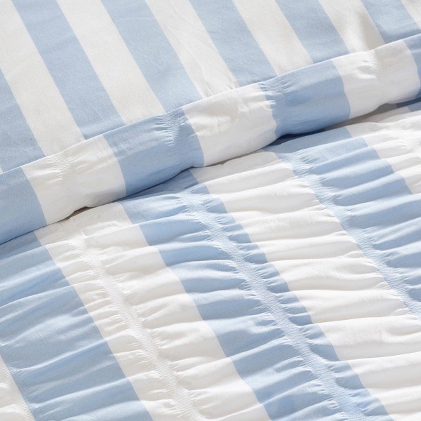 Синьо  двойно  спално бельо 200x200 cm Seersucker Frill Stripe – Catherine Lansfield-image-3