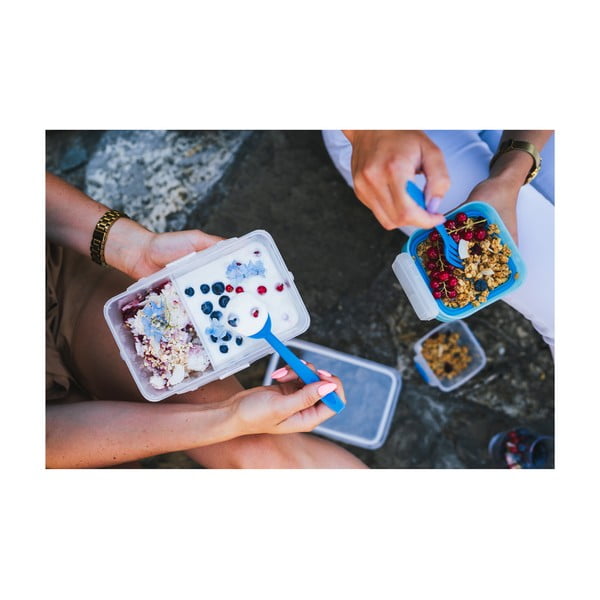 Синя кутия за обяд и закуска с прибори за хранене, , 650ml+230m Push&Push - Vialli Design-image-4