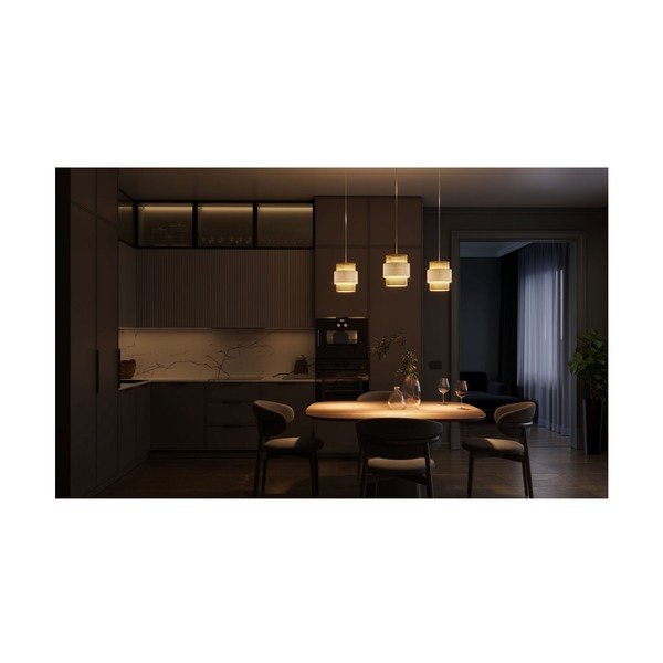 Висяща лампа в естествен цвят с абажур от ратанов текстил Abra 2 - GTV-image-2