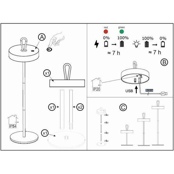Черна LED настолна лампа (височина 47 cm) Dord – Fischer & Honsel-image-1