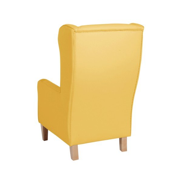 Žluté křeslo ušák z imitace kůže Max Winzer Bruno-image-3