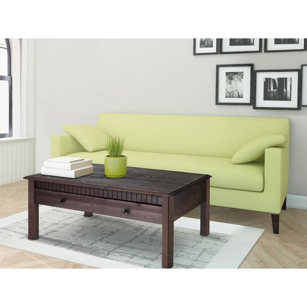 Тъмнокафява масичка за кафе от масивен бор с 2 чекмеджета Linda - Støraa-image-1