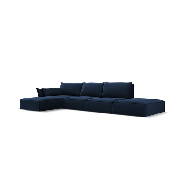 Тъмносин кадифен ъглов диван (ляв ъгъл) Vanda – Mazzini Sofas-image-2