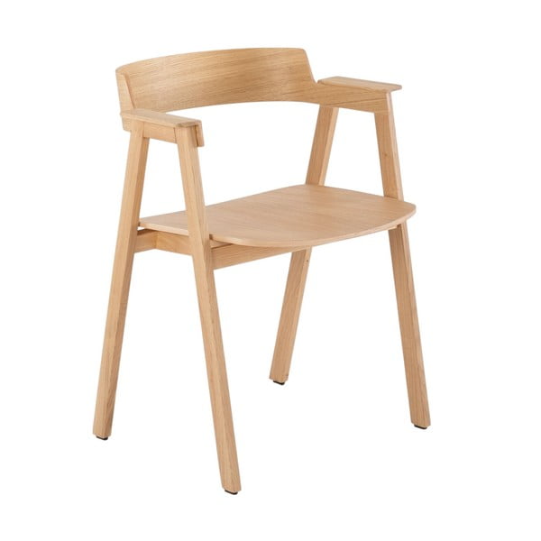 Трапезен стол с подлакътници от масивен дъб в естествен цвят Flip – Gazzda