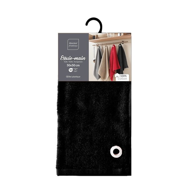 Черна памучна кърпа от тери 50x50 cm Cuistot – douceur d'intérieur-image-3