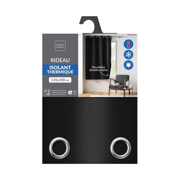 Черно термо/dimout перде от микрофибър 135x180 cm Micropolar – douceur d'intérieur-image-3
