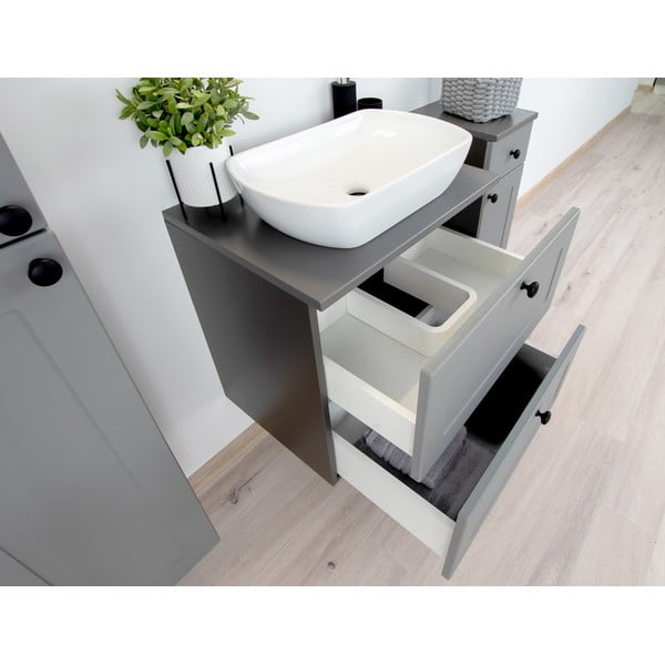 Сив нисък шкаф за окачване под умивалника 61,5x60 cm Senja - STOLKAR-image-3