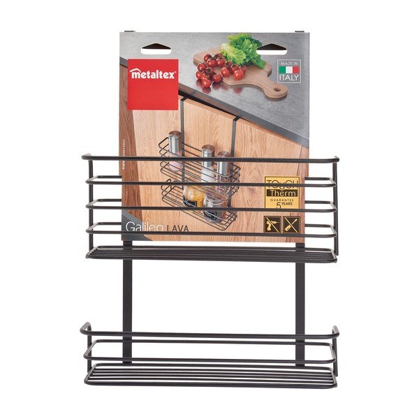 Черен метален висящ кухненски рафт Lava Double Galileo - Metaltex-image-3