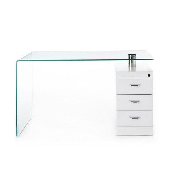 Работна маса със стъклен плот 65x125 cm Bow - Tomasucci-image-2