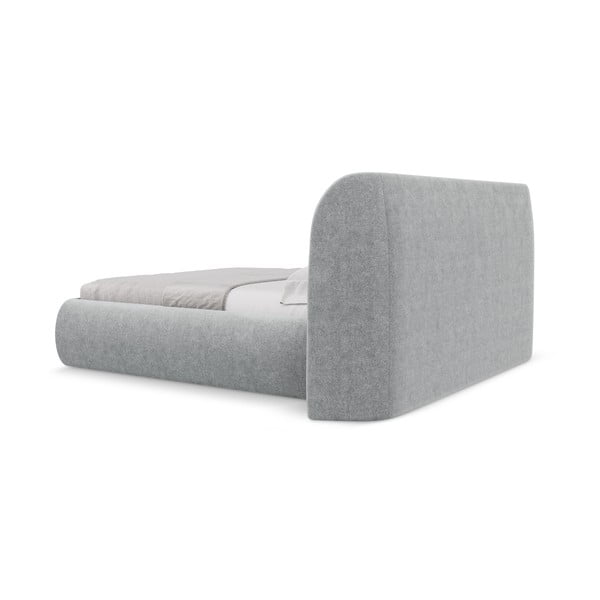 Светлосиво двойно тапицирано легло с място за съхранение и включена подматрачна рамка 180x200 cm Hauke – Makamii-image-4