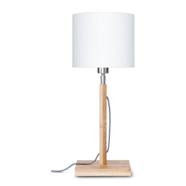 Настолна лампа с бял абажур и конструкция от бамбук Fuji - Good&Mojo
