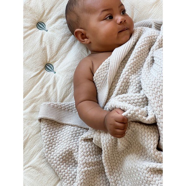 Светложълто/синьо  олекотено бебешко одеяло от органичен памук 90x120 cm Balloon – Cam Cam Copenhagen-image-1