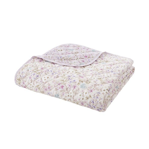 Памучно капитонирано покривало за легло в цвят лавандула и бежово 220x230 cm Ditsy Floral – Bianca