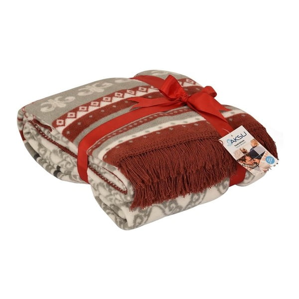 Червено одеяло със смес от памук Aksu Mistic, 200 x 150 cm - Armada